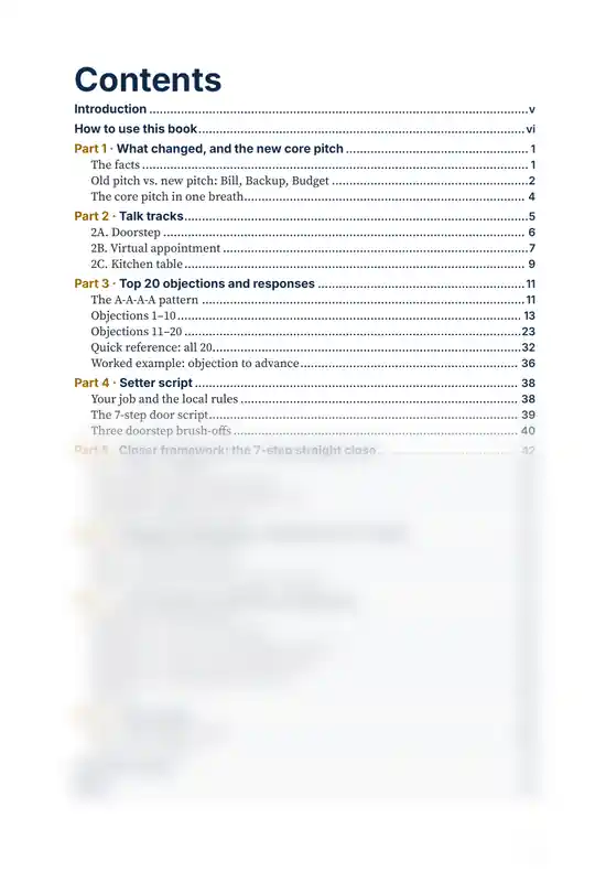 Book 3 contents page, lower part blurred