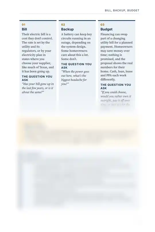 Book 3 page on Bill, Backup, Budget, partly blurred