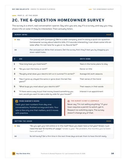 The Knock-to-Booked Playbook, Part 2C: the 6-question survey