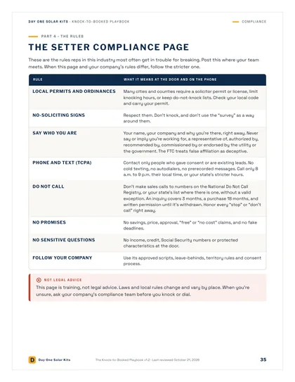 Part 4: the setter compliance page